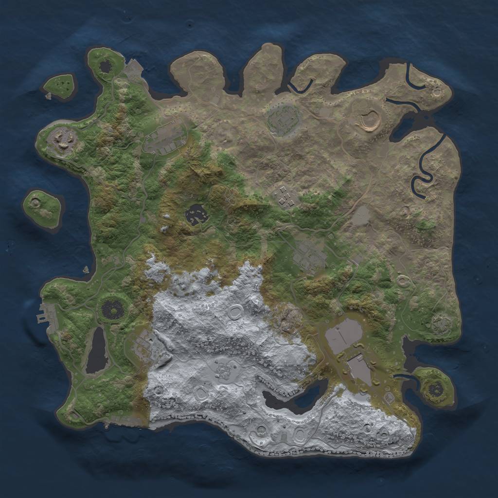 Rust Map: Procedural Map, Size: 3500, Seed: 60384728, 17 Monuments