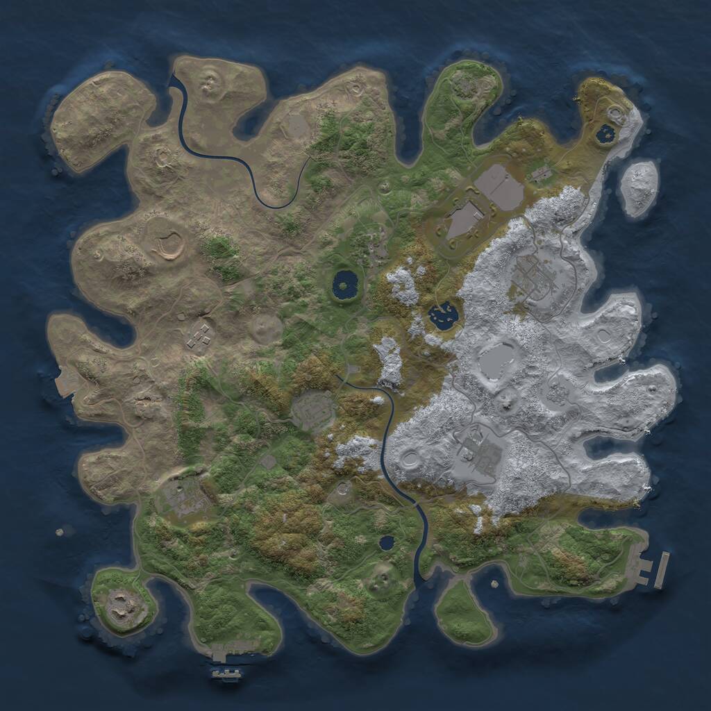 Rust Map: Procedural Map, Size: 3850, Seed: 9122607, 16 Monuments