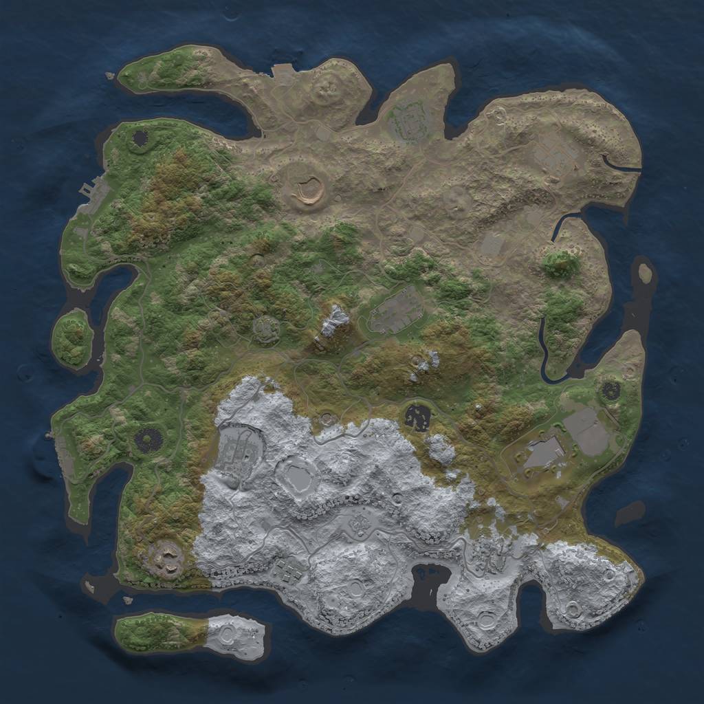 Rust Map: Procedural Map, Size: 3900, Seed: 6735690, 18 Monuments