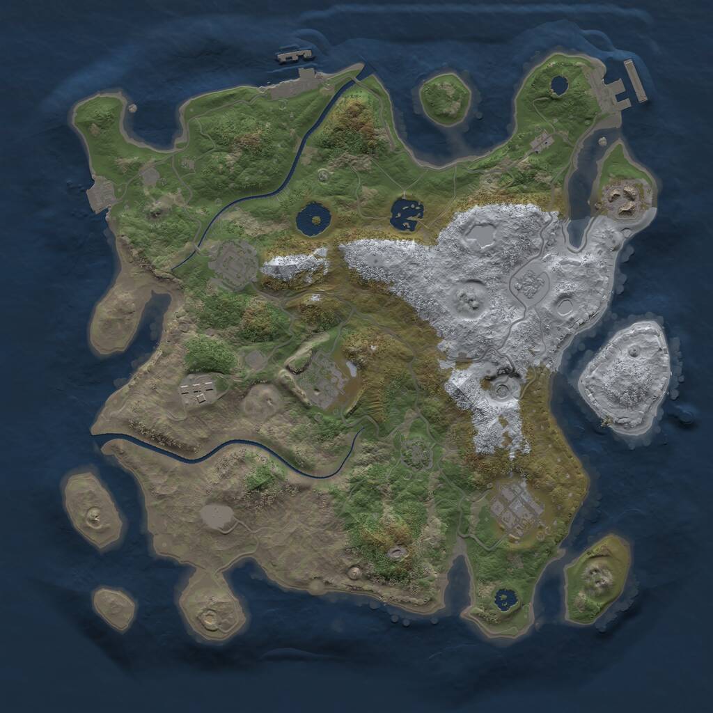 Rust Map: Procedural Map, Size: 3250, Seed: 13370815, 12 Monuments