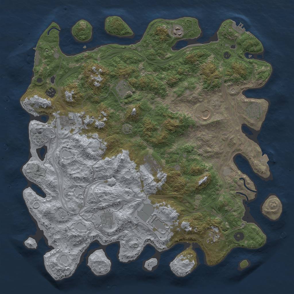 Rust Map: Procedural Map, Size: 4500, Seed: 344792742, 19 Monuments
