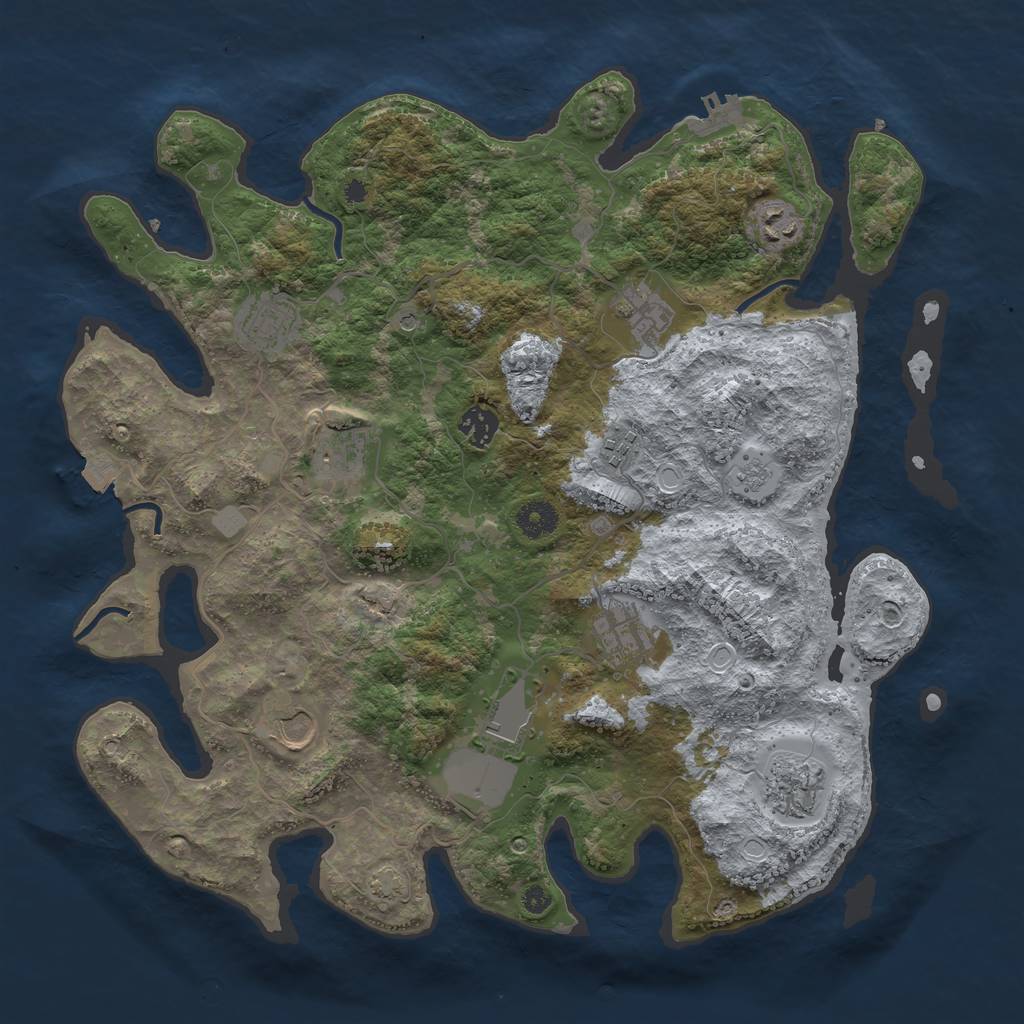 Rust Map: Procedural Map, Size: 3900, Seed: 52233386, 17 Monuments