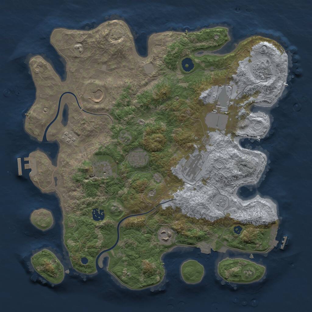 Rust Map: Procedural Map, Size: 3650, Seed: 64952105, 15 Monuments