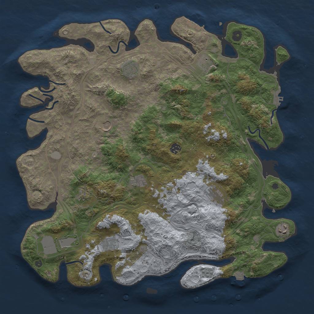 Rust Map: Procedural Map, Size: 4500, Seed: 1691932197, 19 Monuments