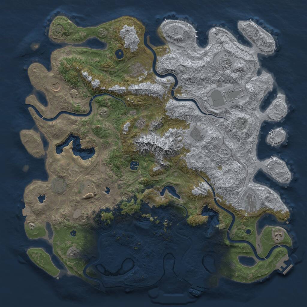 Rust Map: Procedural Map, Size: 5000, Seed: 27051982, 17 Monuments