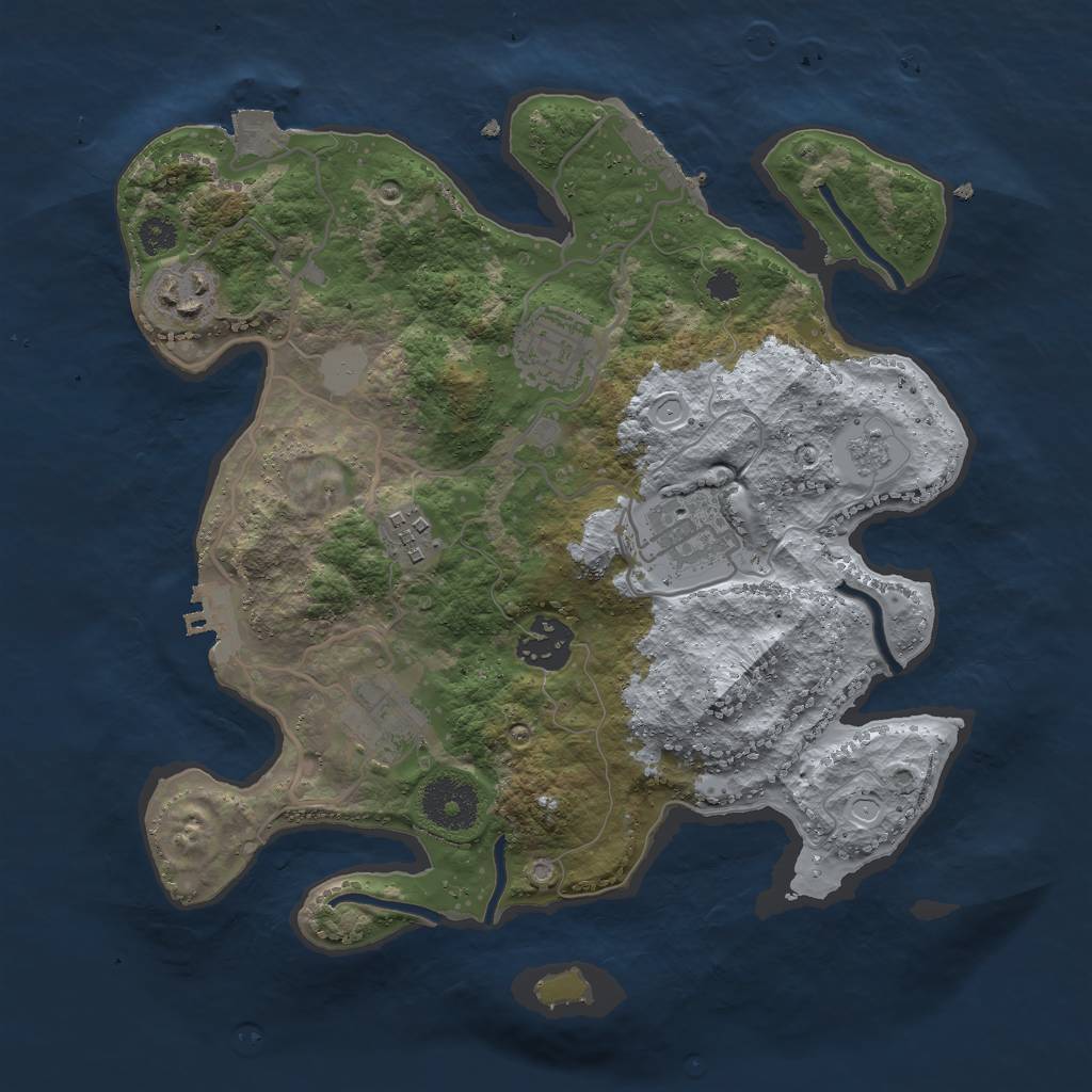 Rust Map: Procedural Map, Size: 3000, Seed: 971920103, 12 Monuments