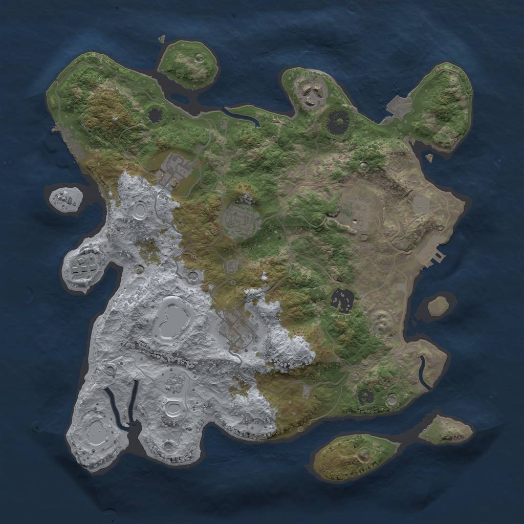 Rust Map: Procedural Map, Size: 3250, Seed: 27636232, 14 Monuments