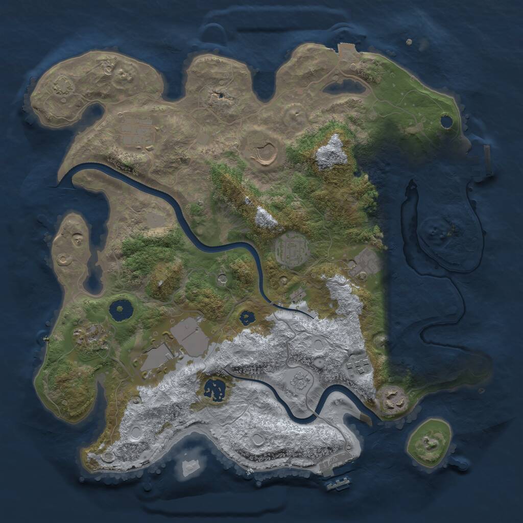 Rust Map: Procedural Map, Size: 3500, Seed: 18665240, 15 Monuments
