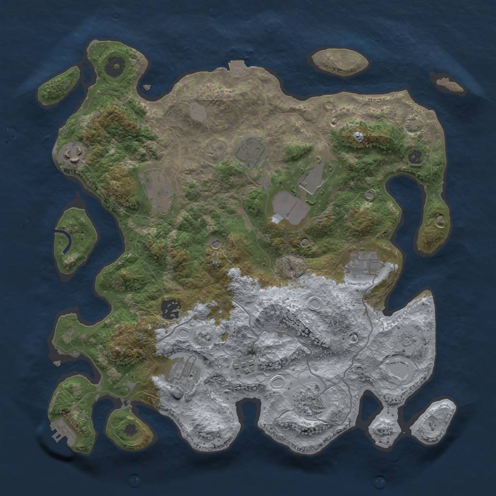Rust Map: Procedural Map, Size: 3600, Seed: 22304877, 16 Monuments