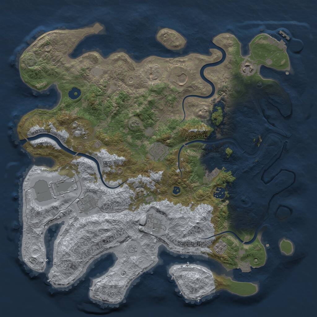 Rust Map: Procedural Map, Size: 3950, Seed: 44187406, 15 Monuments