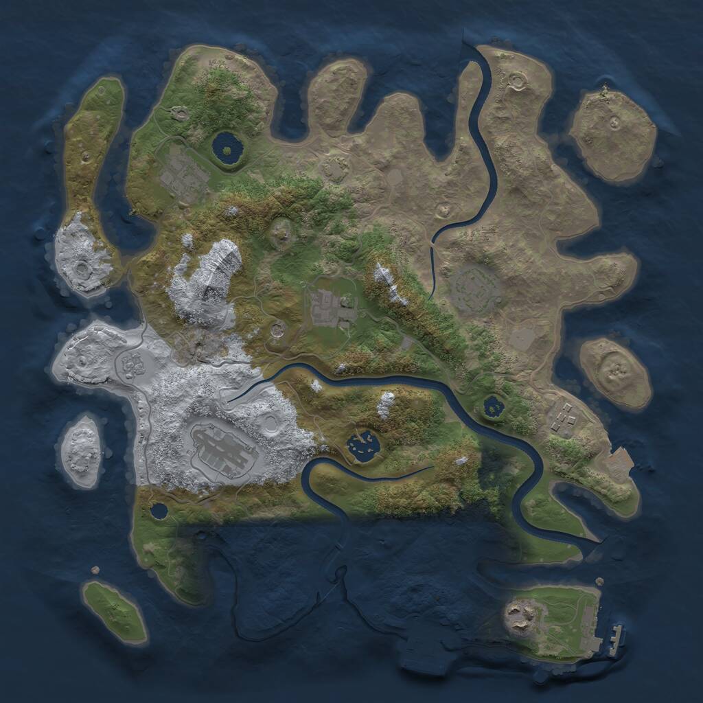 Rust Map: Procedural Map, Size: 3450, Seed: 39938521, 13 Monuments