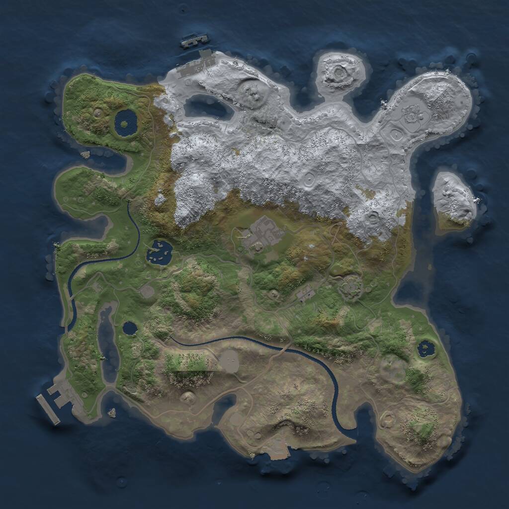 Rust Map: Procedural Map, Size: 3000, Seed: 877374809, 7 Monuments