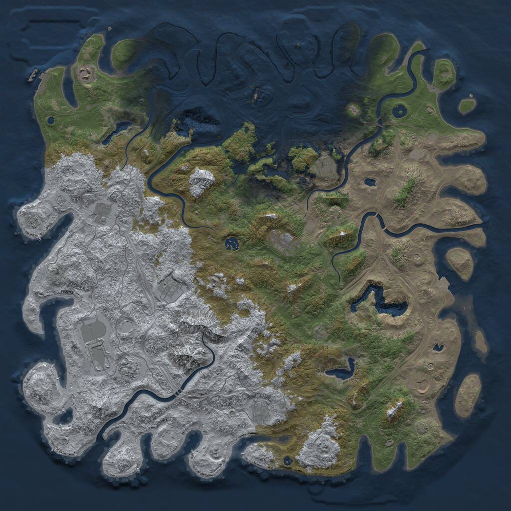 Rust Map: Procedural Map, Size: 5500, Seed: 78861394, 17 Monuments