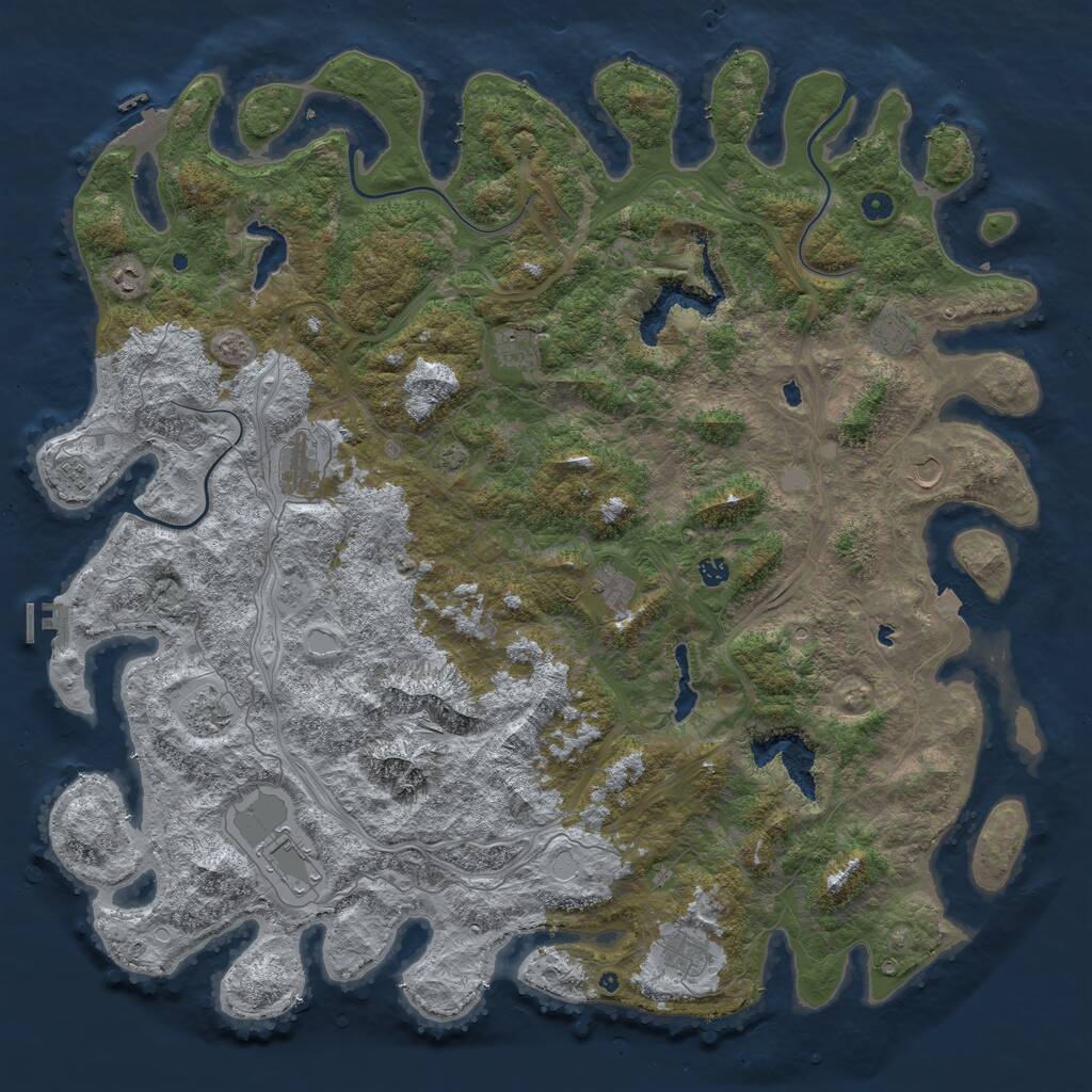 Rust Map: Procedural Map, Size: 5500, Seed: 78861394, 17 Monuments