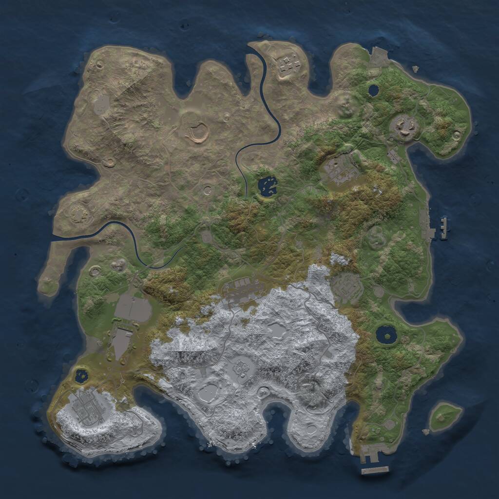 Rust Map: Procedural Map, Size: 3700, Seed: 801658, 15 Monuments