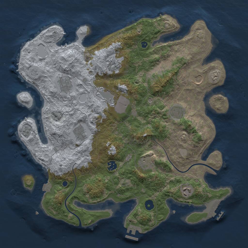 Rust Map: Procedural Map, Size: 3850, Seed: 53371, 16 Monuments