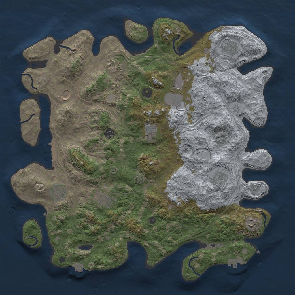 Rust Map: Procedural Map, Size: 4300, Seed: 3613052, 19 Monuments