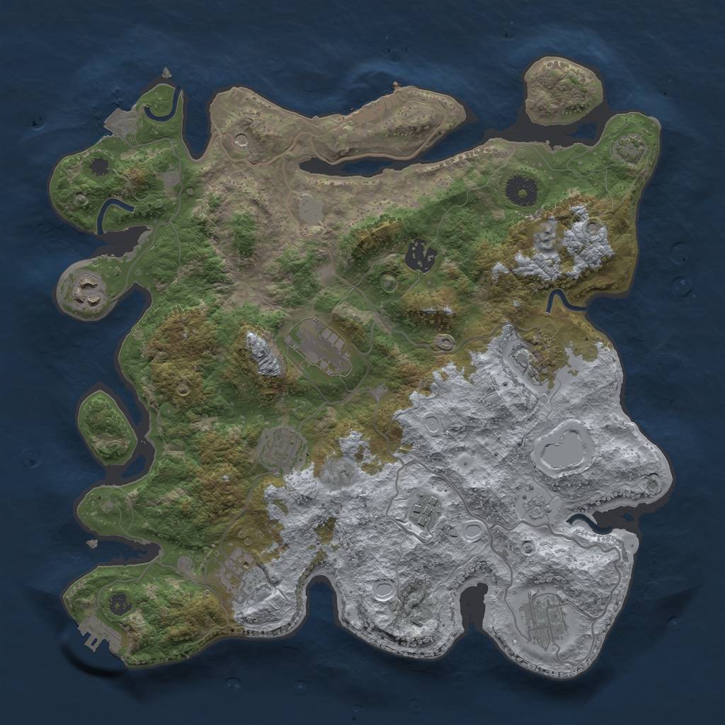 Rust Map: Procedural Map, Size: 3450, Seed: 3746264, 16 Monuments