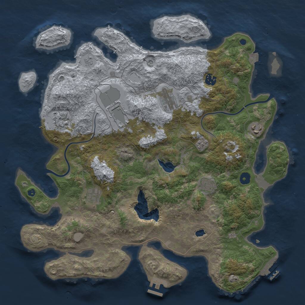 Rust Map: Procedural Map, Size: 4000, Seed: 90503, 14 Monuments