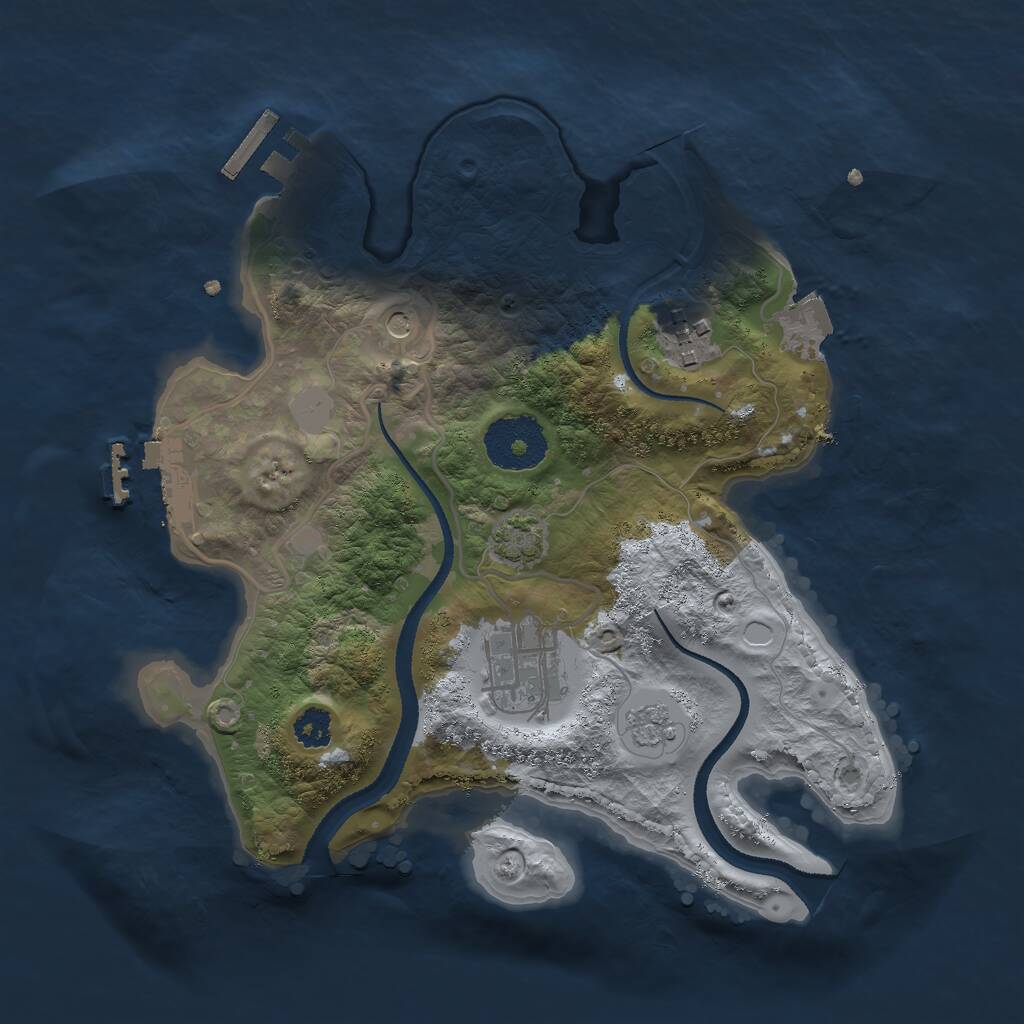 Rust Map: Procedural Map, Size: 2624, Seed: 2023794344, 8 Monuments