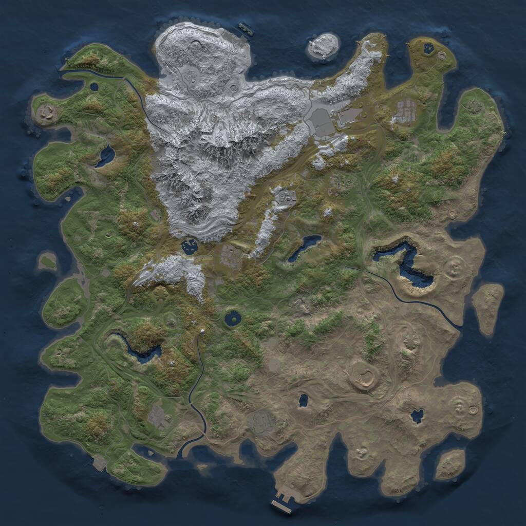 Rust Map: Procedural Map, Size: 5000, Seed: 234342, 16 Monuments