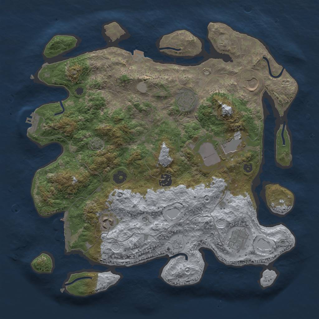 Rust Map: Procedural Map, Size: 3600, Seed: 79781027, 14 Monuments