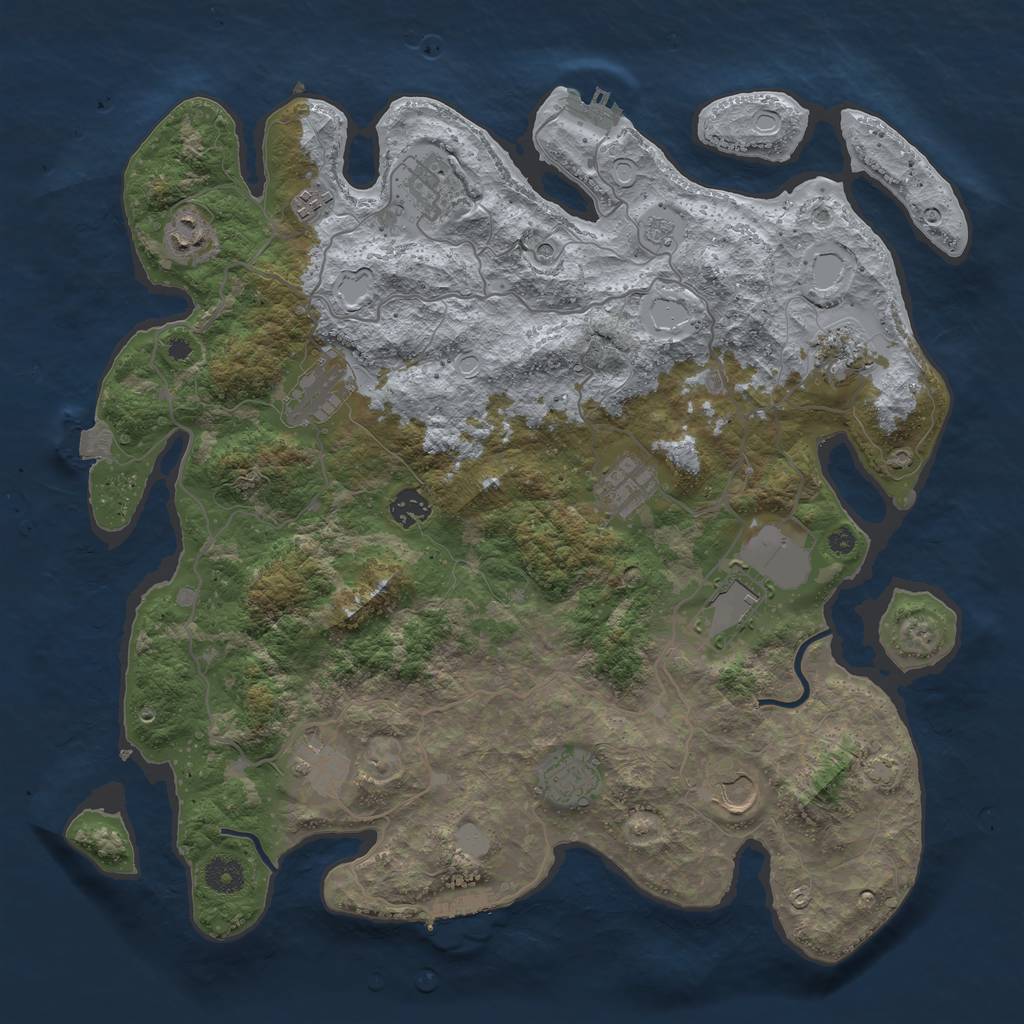 Rust Map: Procedural Map, Size: 4000, Seed: 3454, 19 Monuments