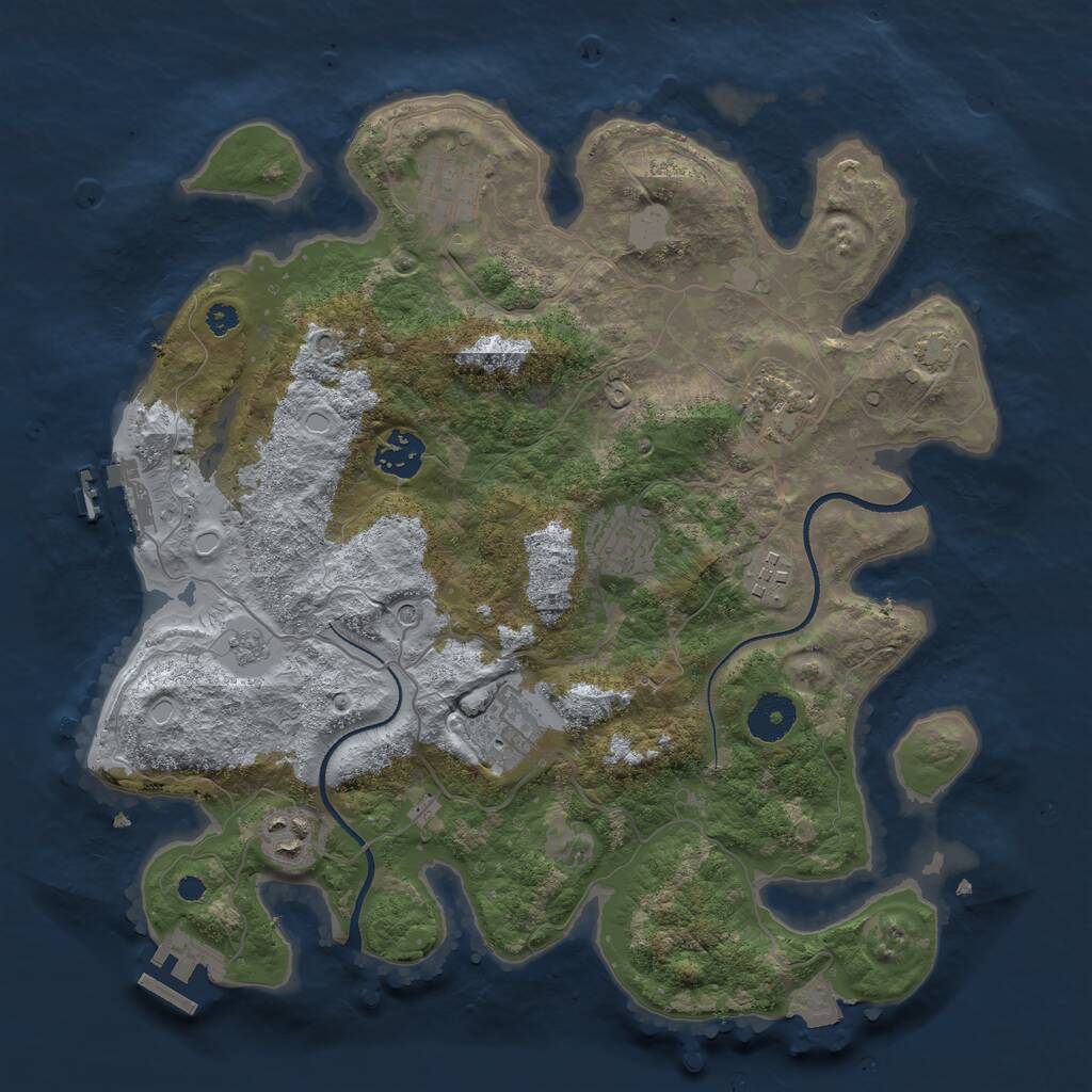 Rust Map: Procedural Map, Size: 3450, Seed: 85507916, 13 Monuments