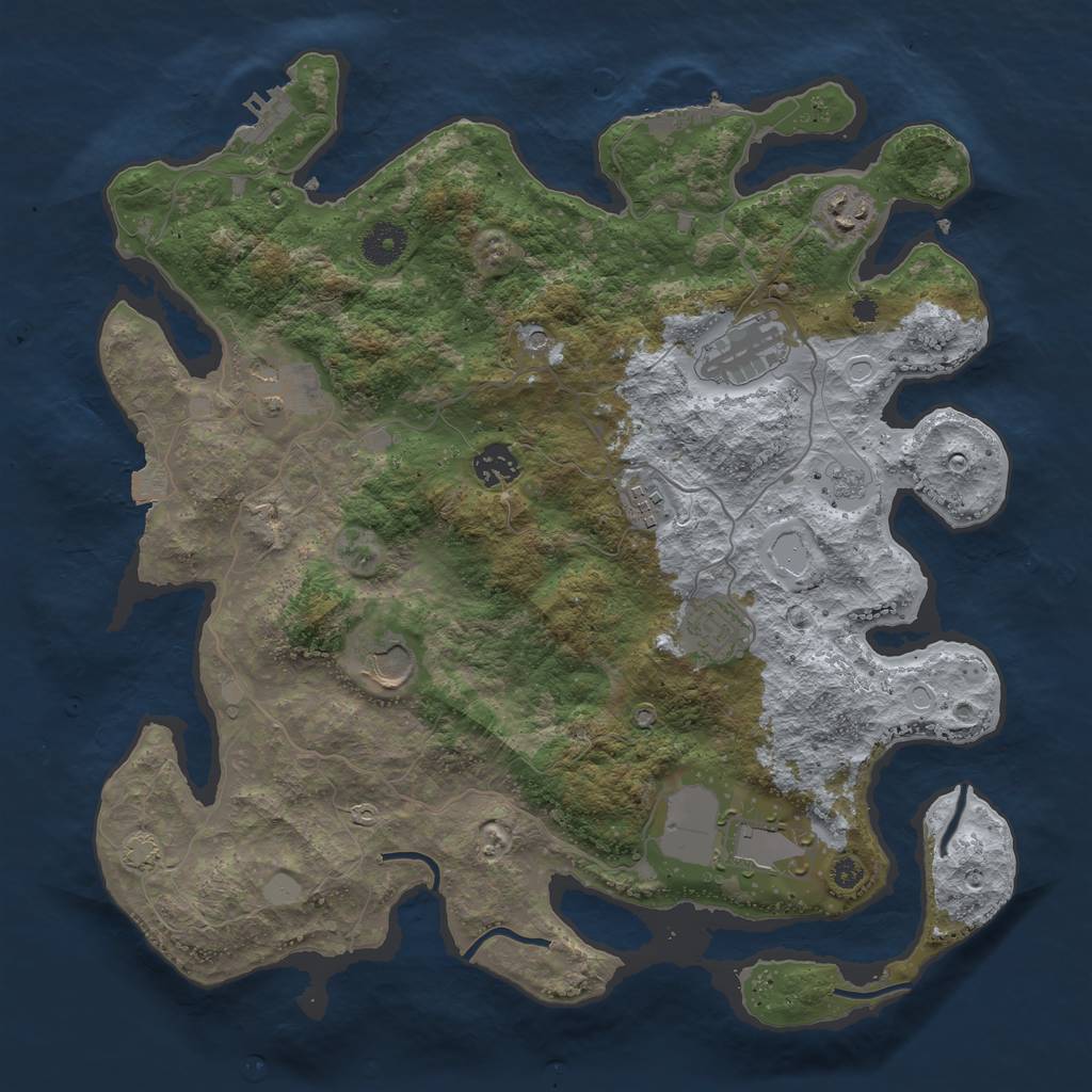 Rust Map: Procedural Map, Size: 3750, Seed: 46670291, 16 Monuments