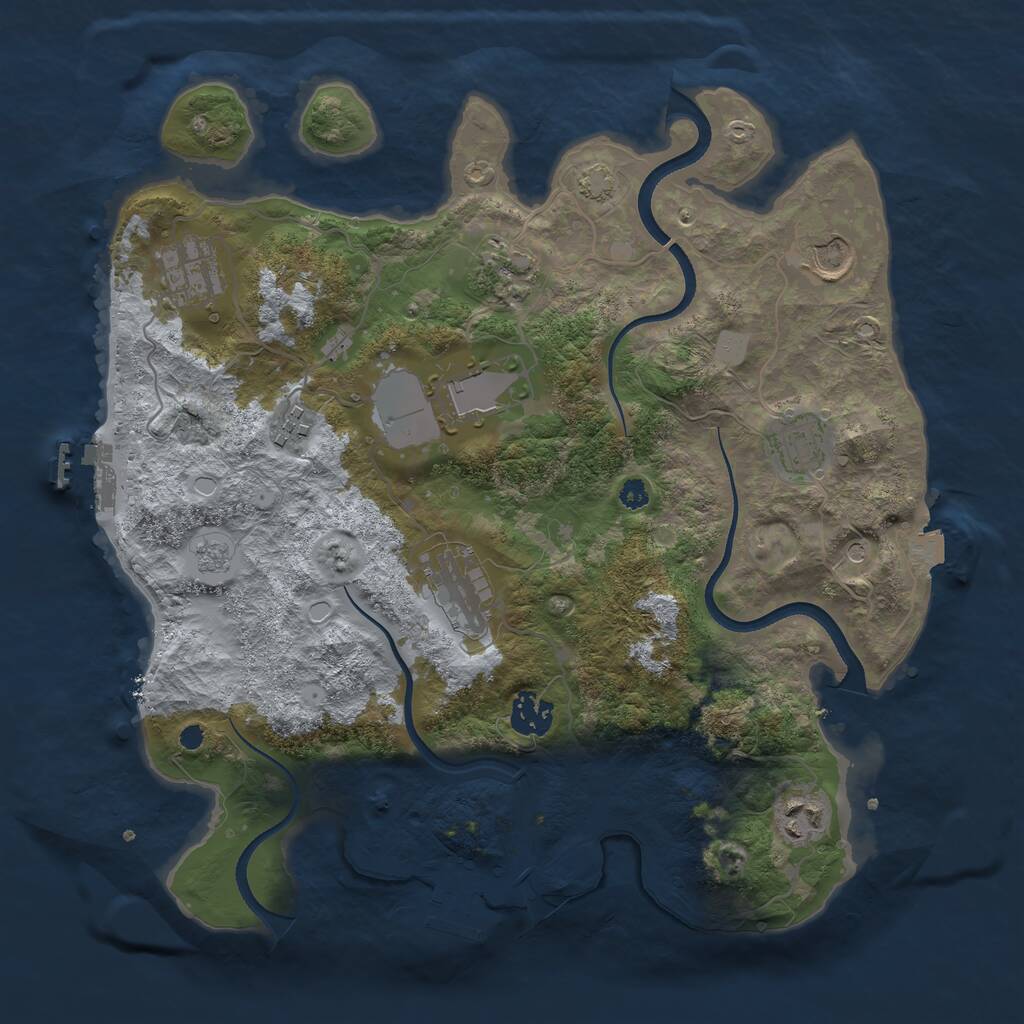 Rust Map: Procedural Map, Size: 3500, Seed: 1249876412, 15 Monuments