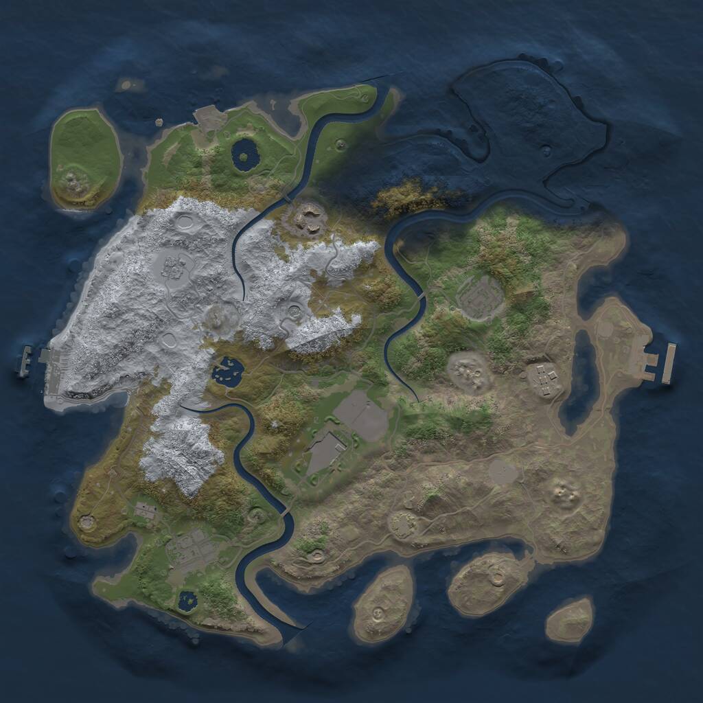Rust Map: Procedural Map, Size: 3500, Seed: 649486770, 12 Monuments