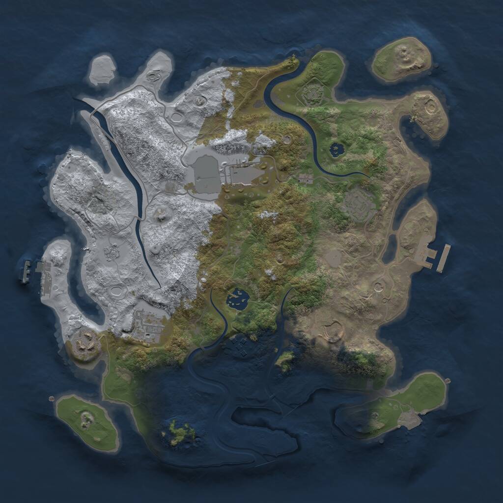 Rust Map: Procedural Map, Size: 3500, Seed: 1446404344, 13 Monuments