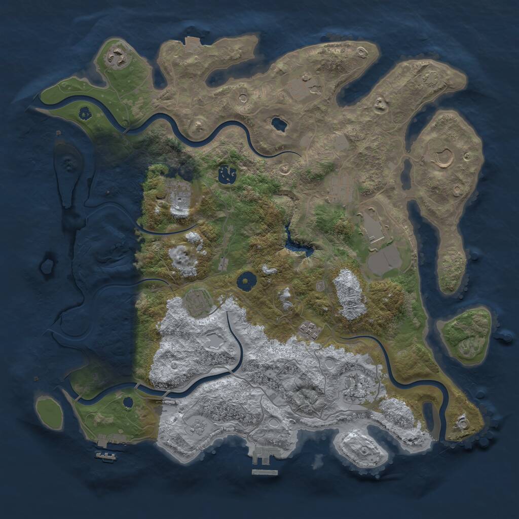 Rust Map: Procedural Map, Size: 4050, Seed: 660218922, 16 Monuments