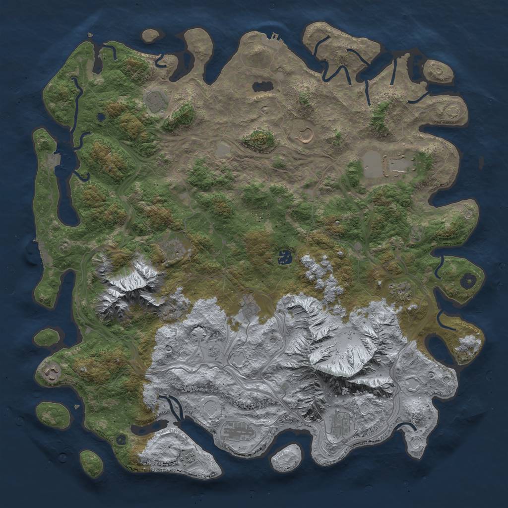 Rust Map: Procedural Map, Size: 5000, Seed: 100000056, 19 Monuments