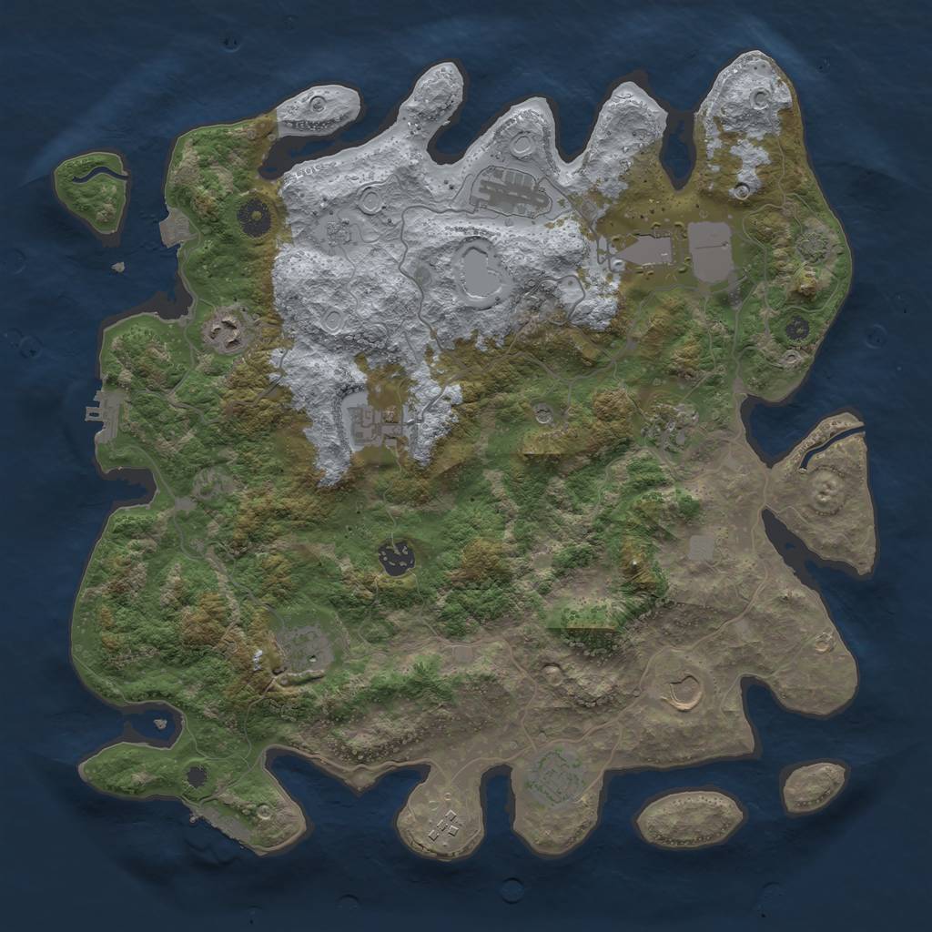 Rust Map: Procedural Map, Size: 3950, Seed: 21038582, 18 Monuments