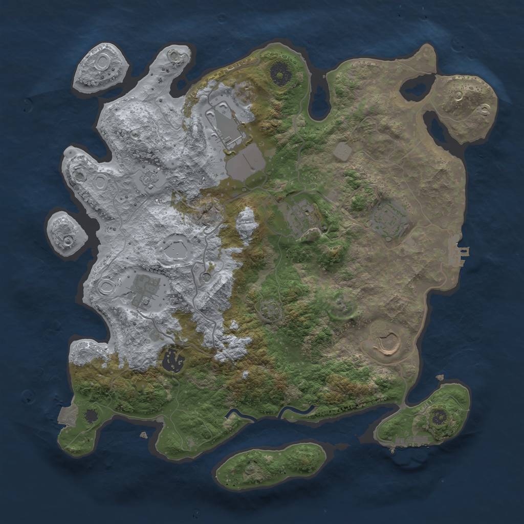 Rust Map: Procedural Map, Size: 3500, Seed: 600903756, 14 Monuments