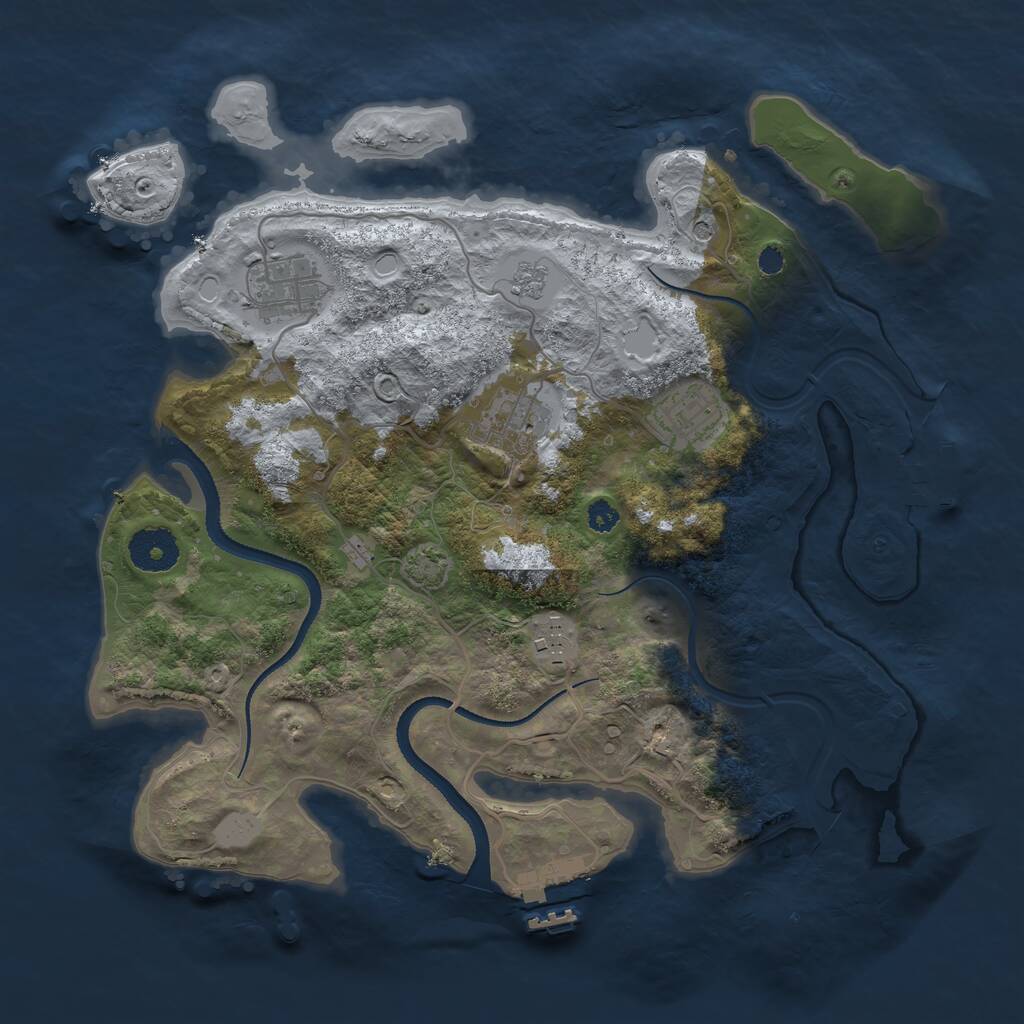 Rust Map: Procedural Map, Size: 3250, Seed: 1912202164, 10 Monuments