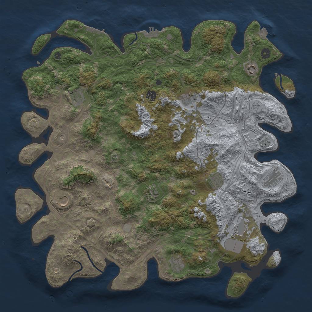 Rust Map: Procedural Map, Size: 4500, Seed: 1516978857, 19 Monuments