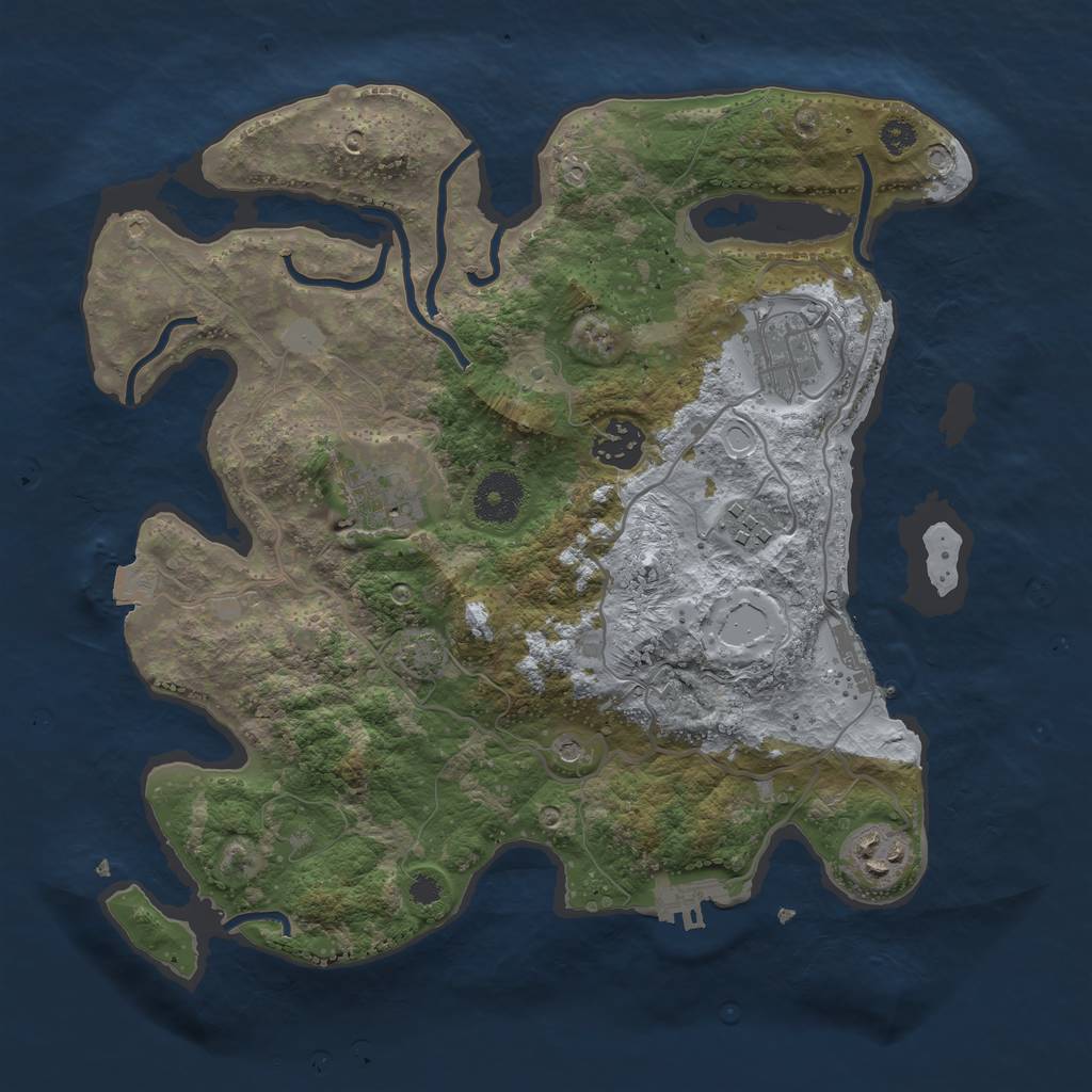 Rust Map: Procedural Map, Size: 3250, Seed: 25, 12 Monuments