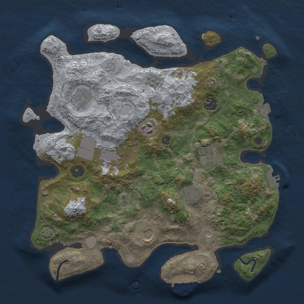 Rust Map: Procedural Map, Size: 3500, Seed: 1814543880, 16 Monuments