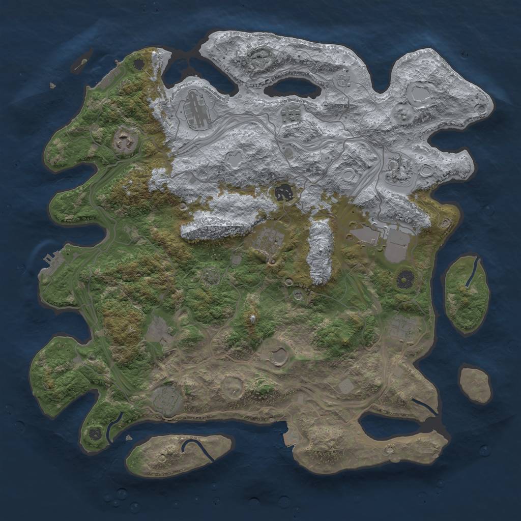 Rust Map: Procedural Map, Size: 4250, Seed: 384086637, 19 Monuments