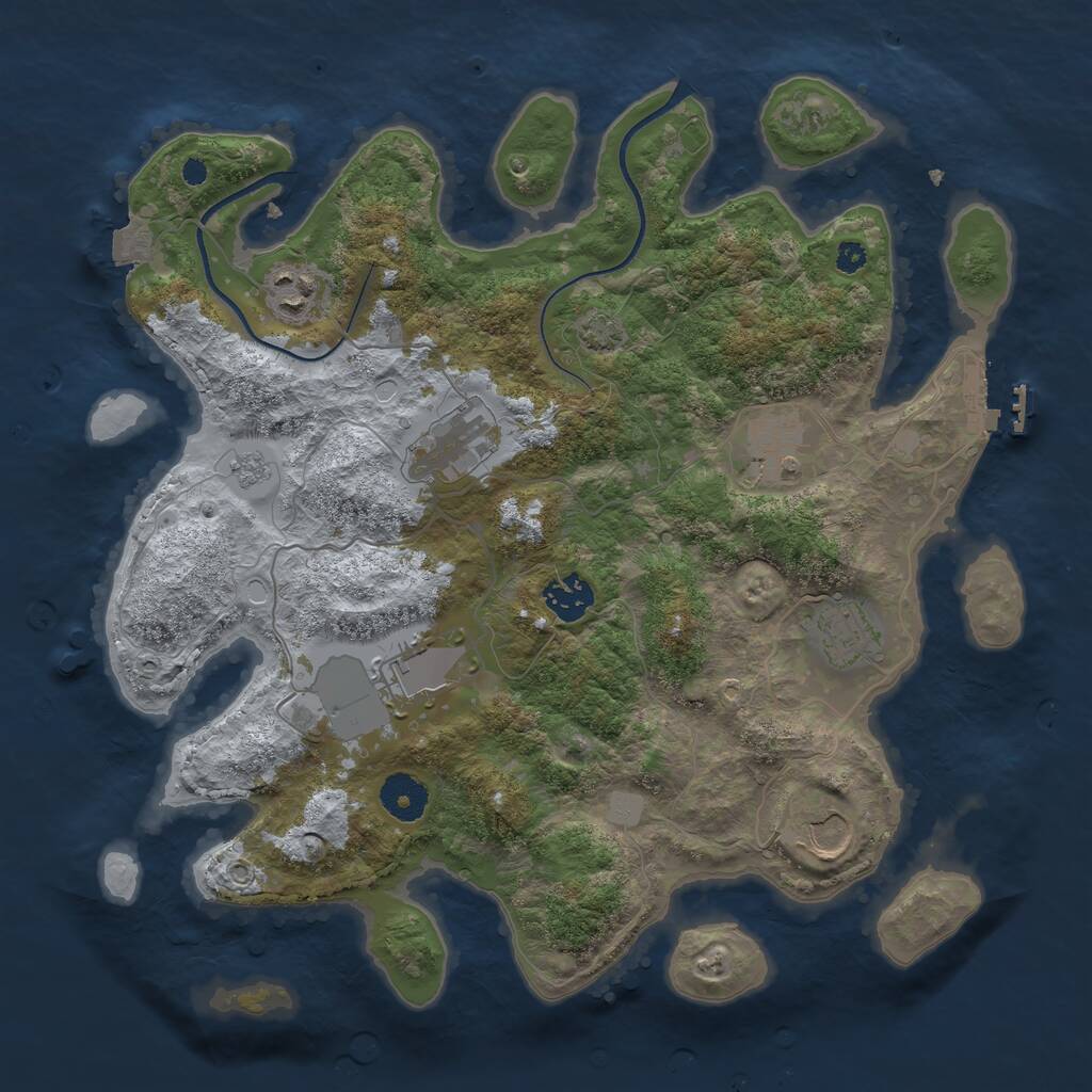 Rust Map: Procedural Map, Size: 3500, Seed: 109532847, 11 Monuments