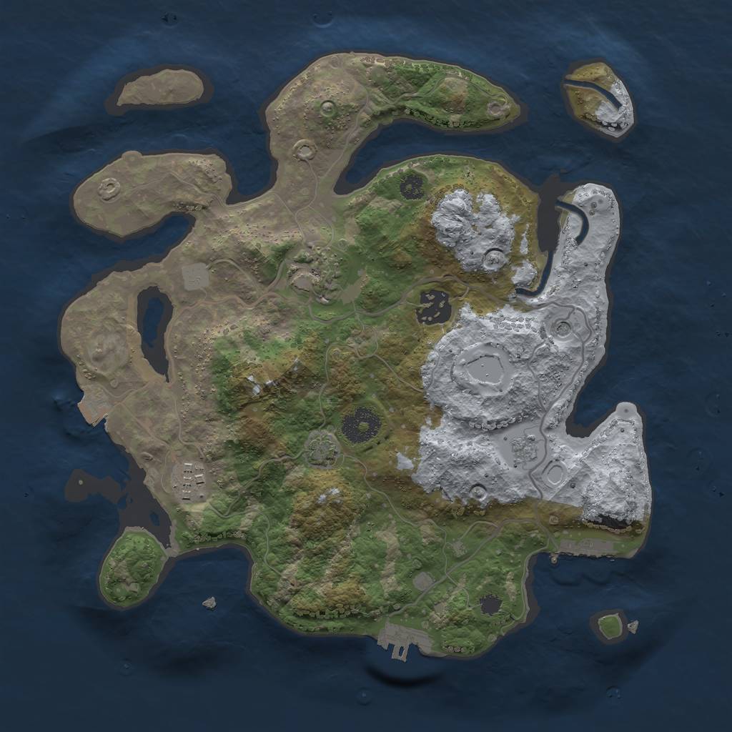 Rust Map: Procedural Map, Size: 3000, Seed: 1827690662, 11 Monuments