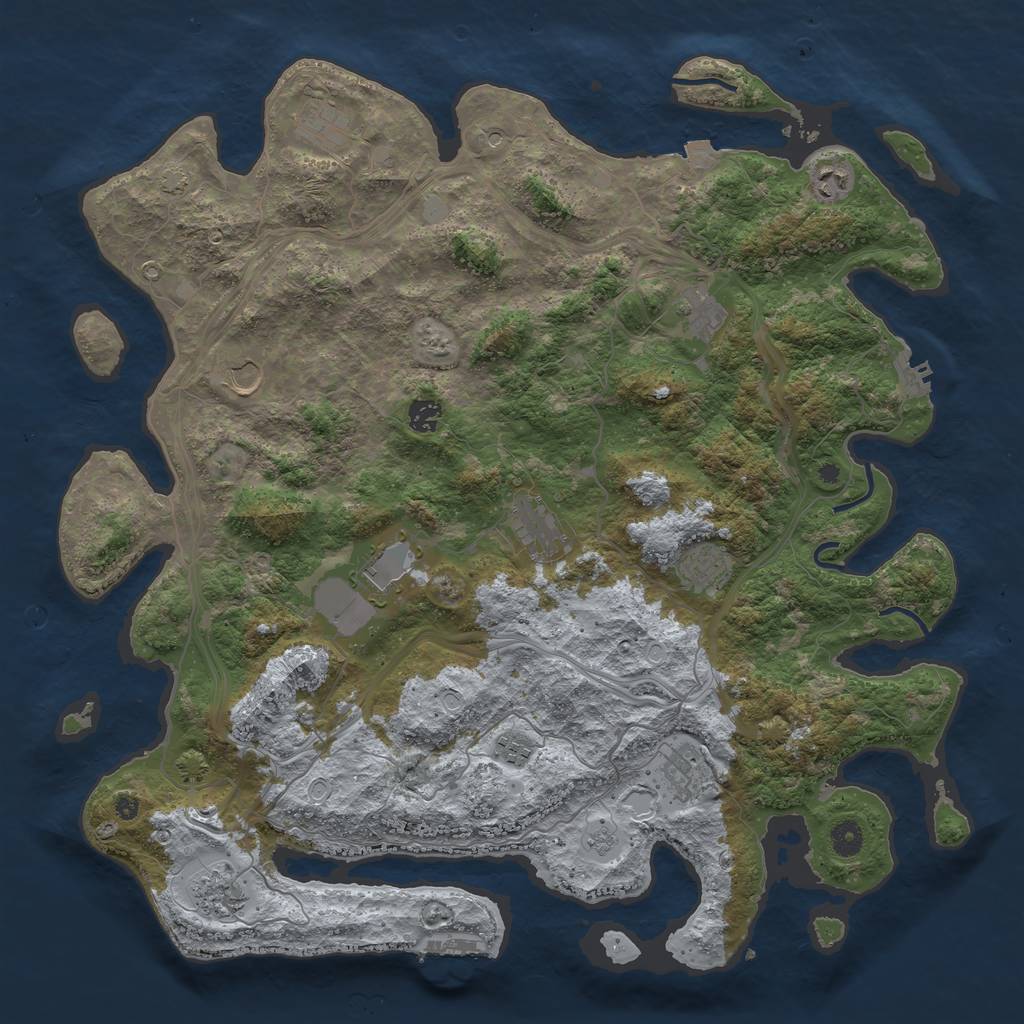 Rust Map: Procedural Map, Size: 4500, Seed: 1292320537, 19 Monuments