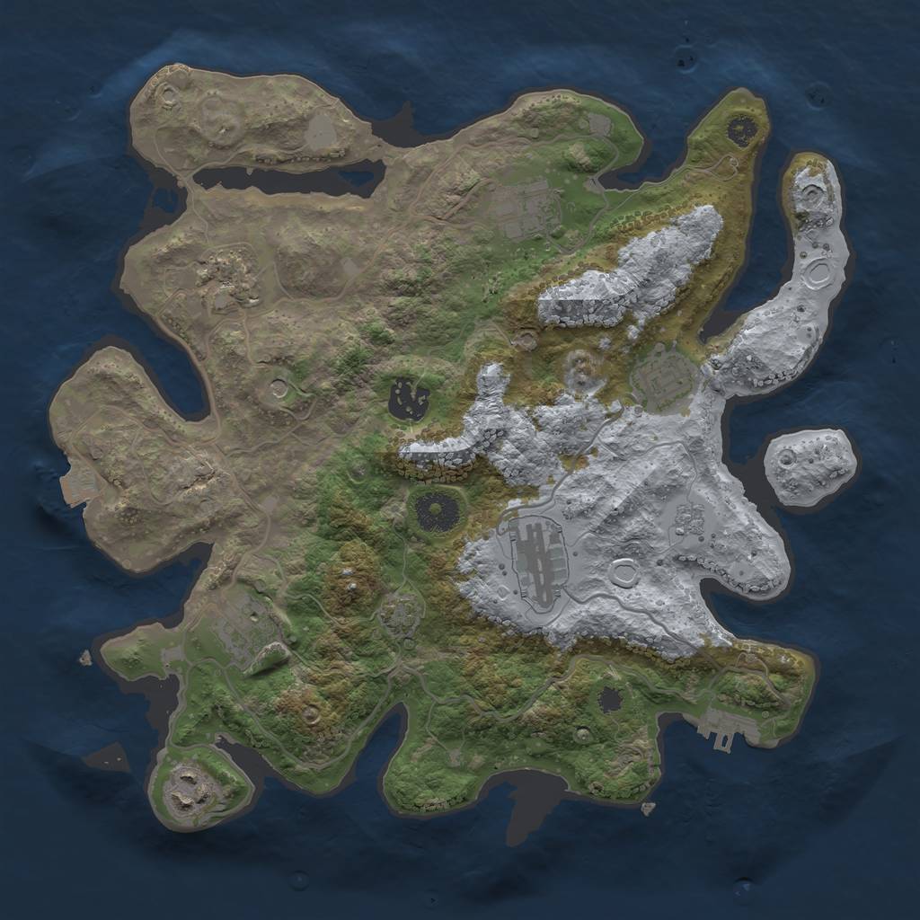 Rust Map: Procedural Map, Size: 3250, Seed: 1002509862, 14 Monuments
