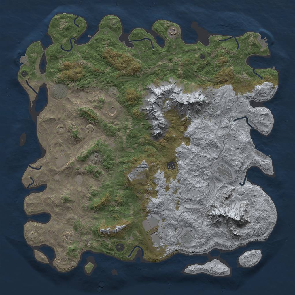 Rust Map: Procedural Map, Size: 5000, Seed: 2096340521, 19 Monuments