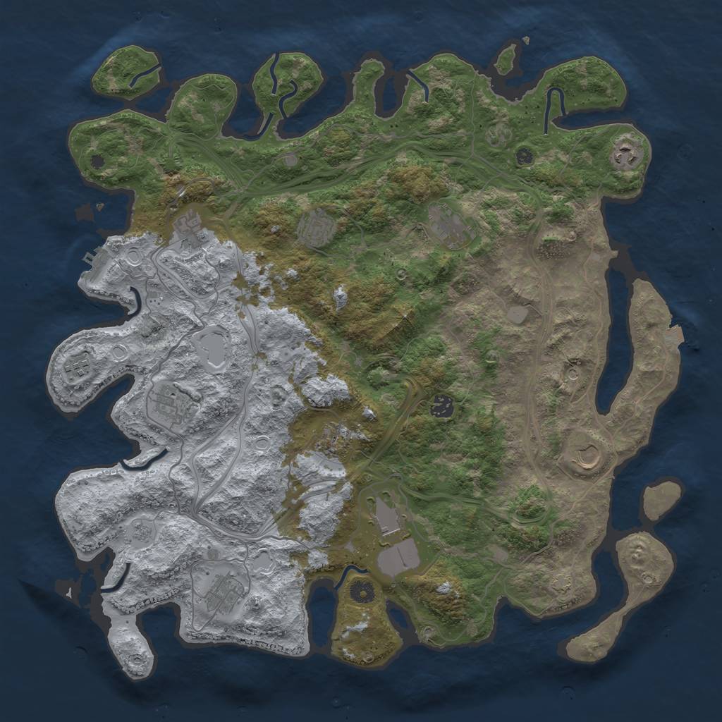 Rust Map: Procedural Map, Size: 4500, Seed: 565559812, 18 Monuments