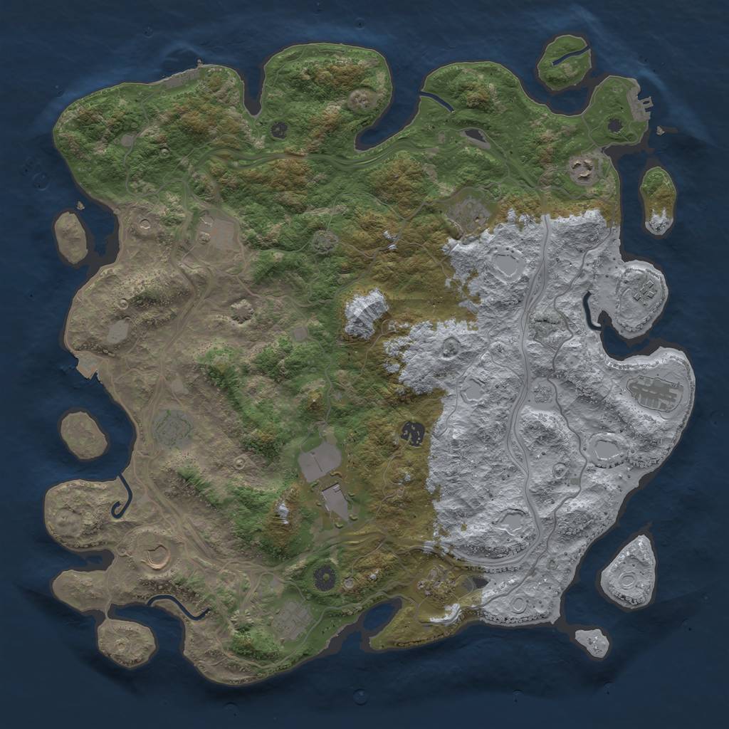 Rust Map: Procedural Map, Size: 4500, Seed: 24863, 19 Monuments