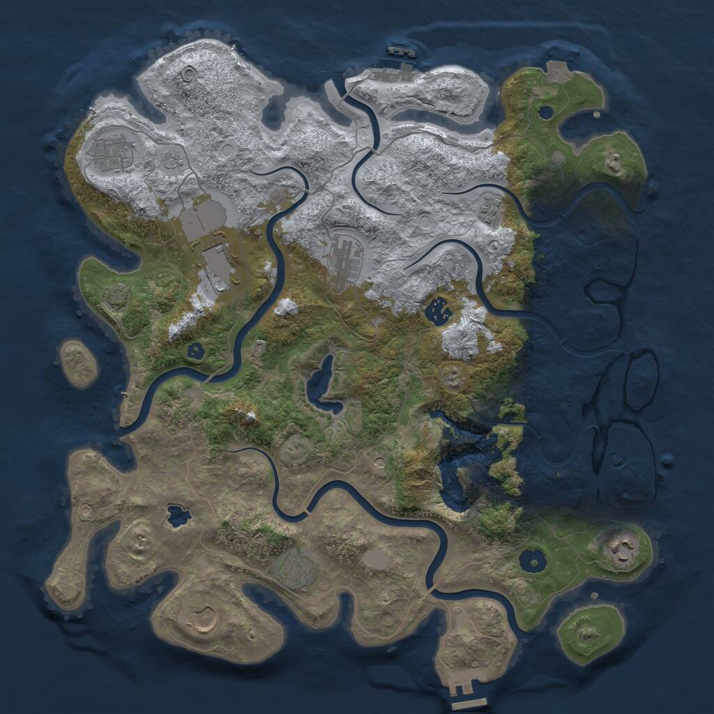 Rust Map: Procedural Map, Size: 4100, Seed: 26595036, 14 Monuments