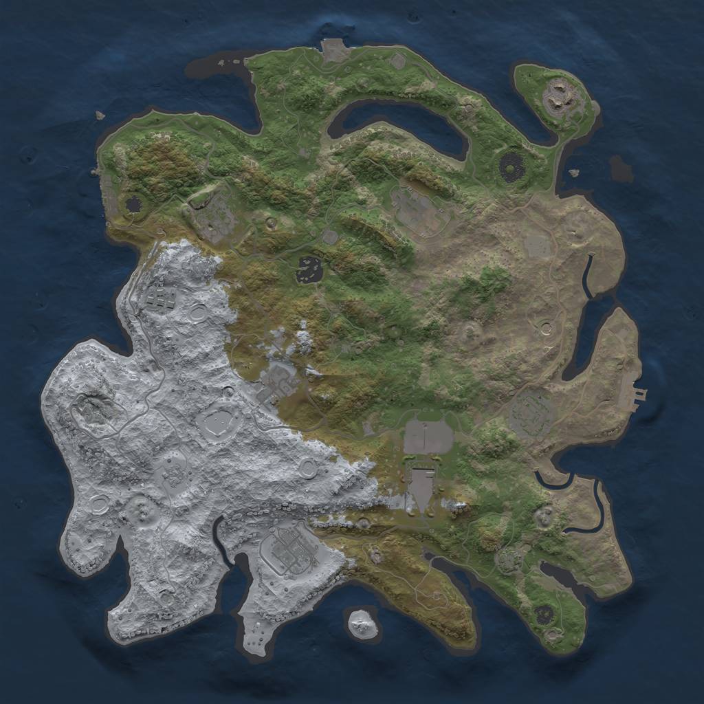Rust Map: Procedural Map, Size: 3750, Seed: 4699728, 17 Monuments